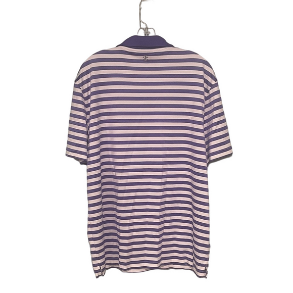 Men's IZOD GOLF Striped Polo Shirt - Purple and White/ size L - Picture 2 of 6